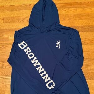 Browning Dark Blue Pullover with Logo XXL Lightweight Long Sleeve Shirt